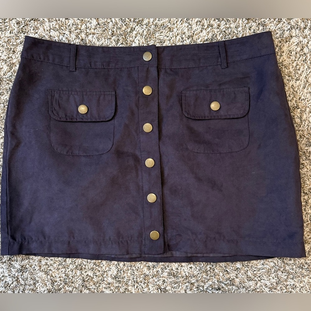 Forever 21 plum functional Button-Front Mini Skirt with Patch Pockets